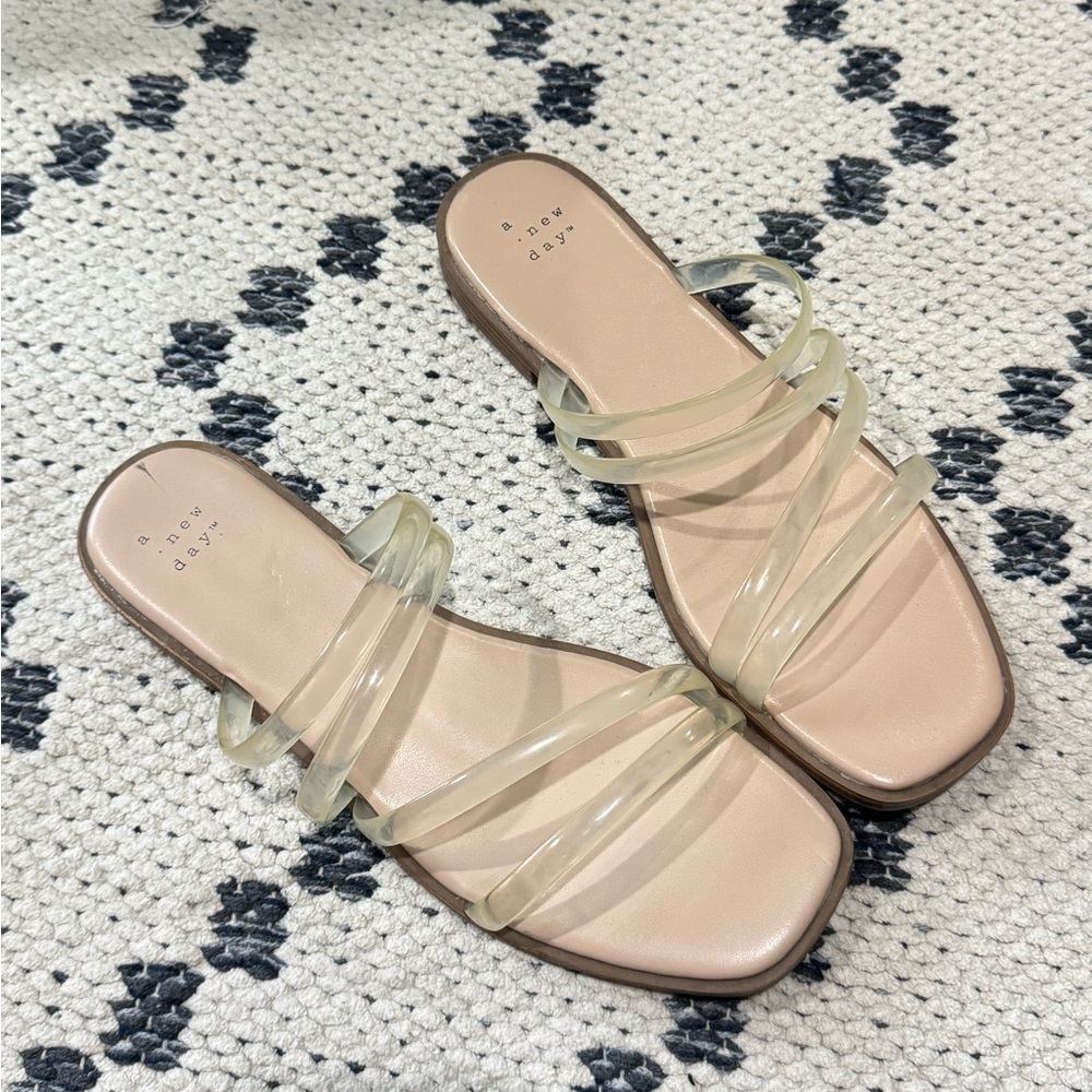 A New Day Women's Cream Strappy Sandals